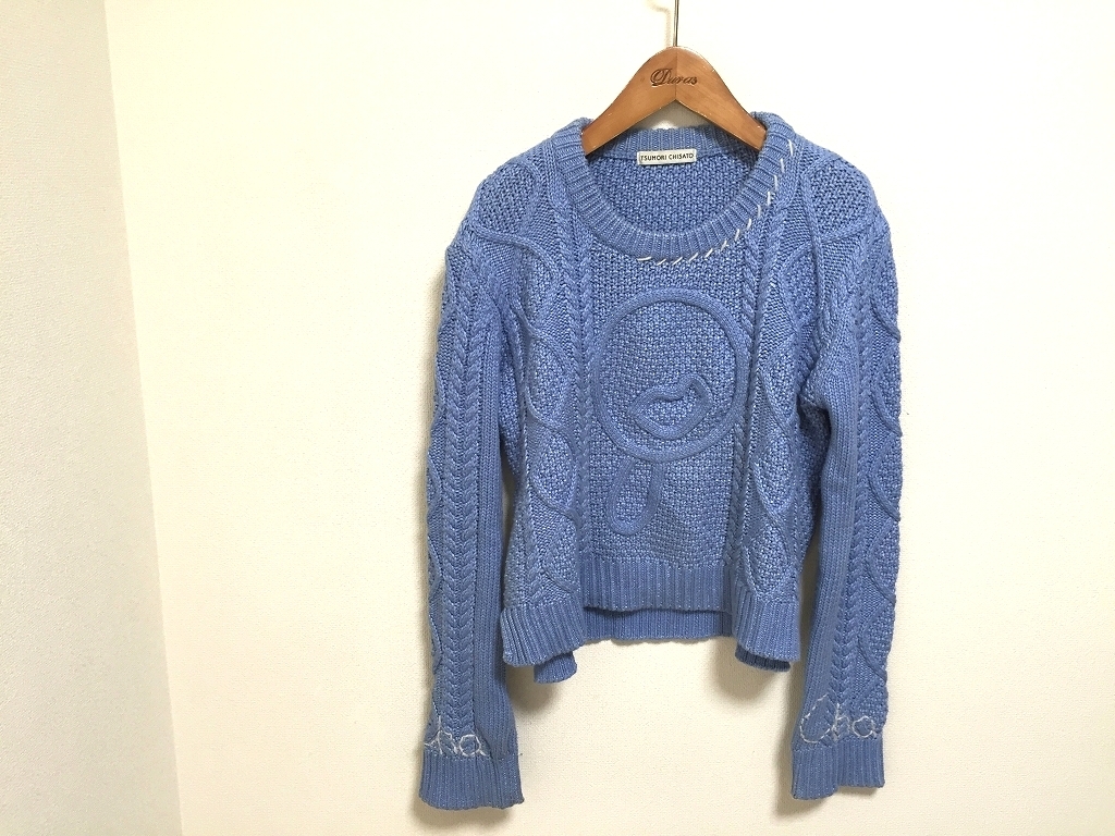  Tsumori Chisato .... knitted TSUMORI CHISATO lady's light blue blue tops sweater *4