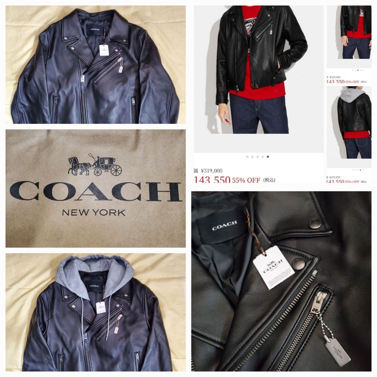 人気ブランドを 期間限定 ブルー 値下げ Coach ライダース 新品 日本