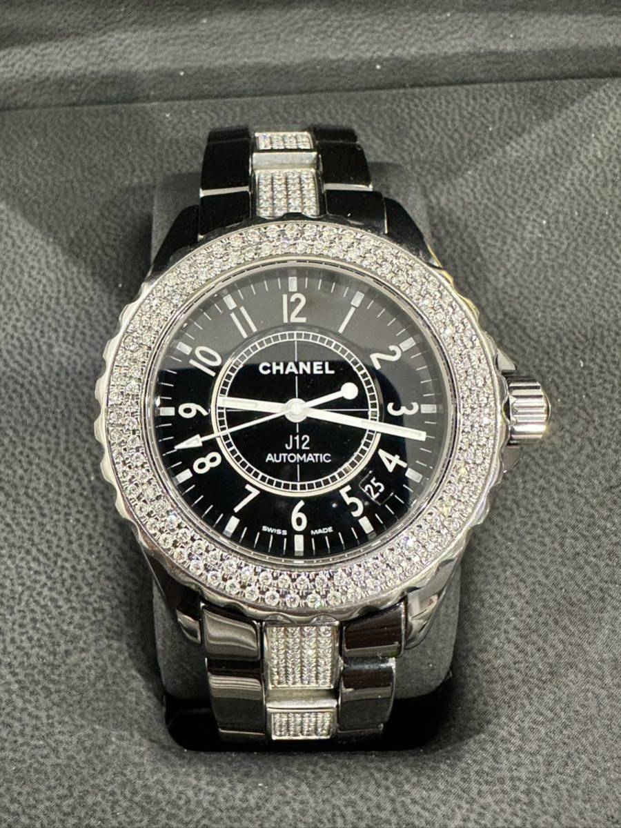 新品同様 CHANEL J12 ダイヤベゼル H0685 38ミリ メンズ腕時計 自動巻