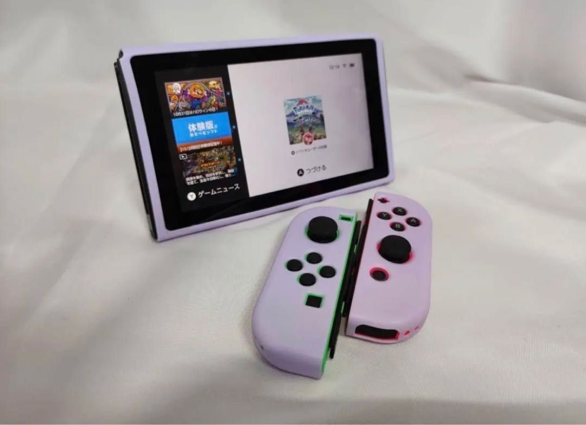 Switch 本体カバー パープル 紫 肉球 スティックカバー Nintendo Switch 本体カバー パープル 紫 肉球 スティックカバー Nintendo
