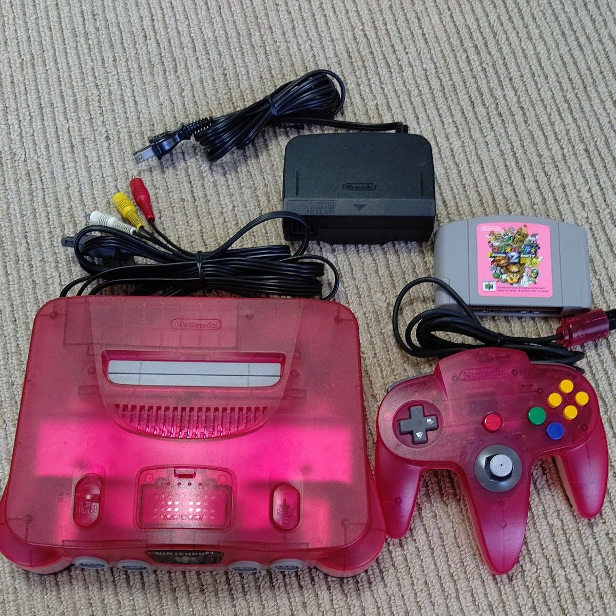 動作確認済】 ニンテンドー64 クリアレッド 本体 コントローラー 動作確認済】 ニンテンドー64 クリアレッド 本体 コントローラー