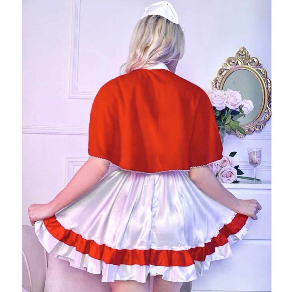  Christmas satin .... sun ta cosplay manner nurse cosplay set * lustre tsurutsuru dress frill One-piece *L size costume 