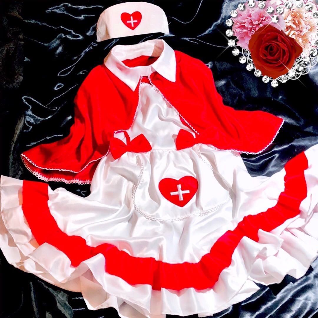  Christmas satin .... sun ta cosplay manner nurse cosplay set * lustre tsurutsuru dress frill One-piece *L size costume 