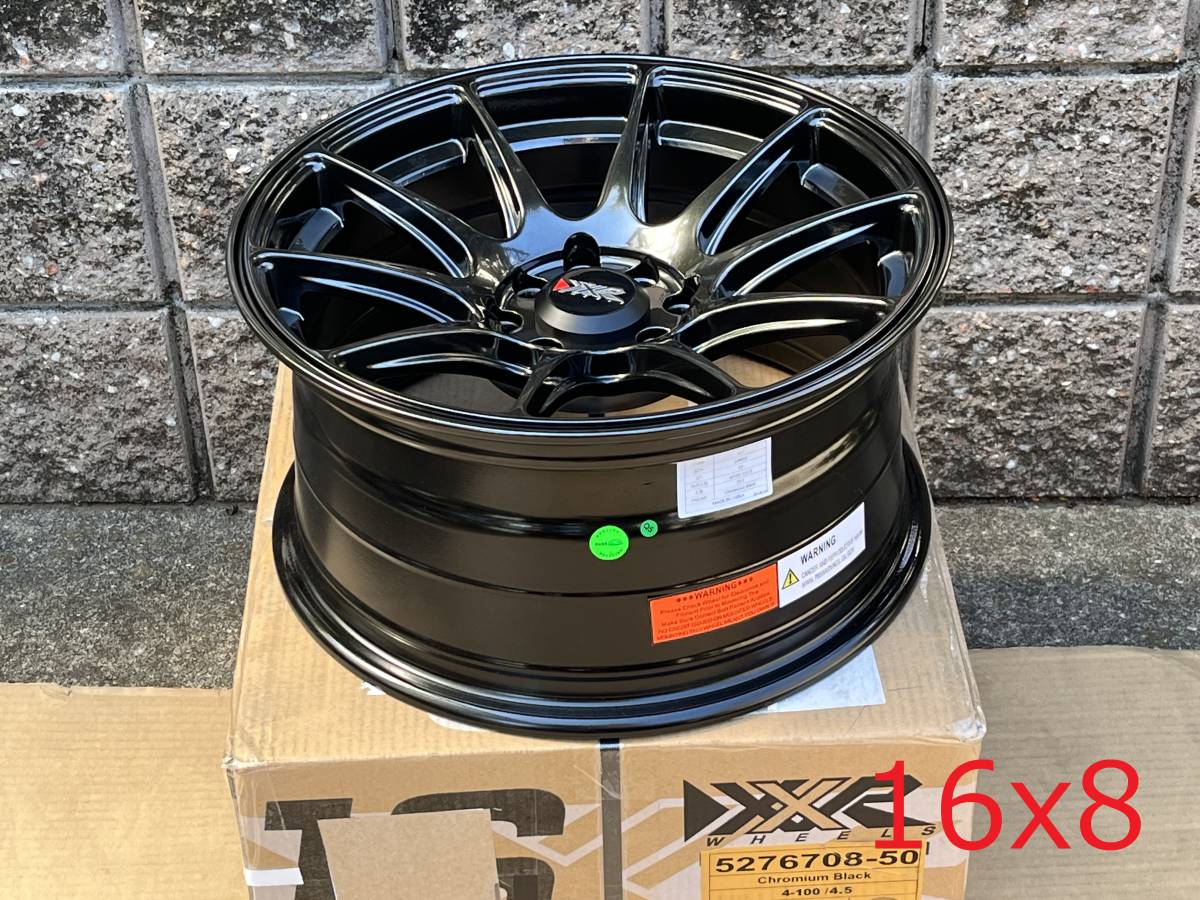 新品！ XXR 527 16x8+20 4穴 PCD100/114.3 CB73.1 Chromium Black コンケーブ 逆ソリ Concave USDM_画像2