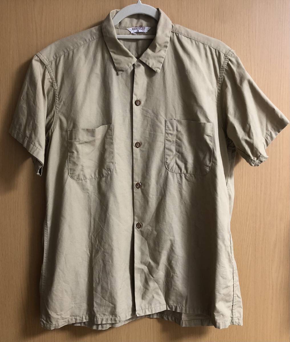 50s HERCULES 半袖 シャツ ヘラクレス ベージュ vintage usa