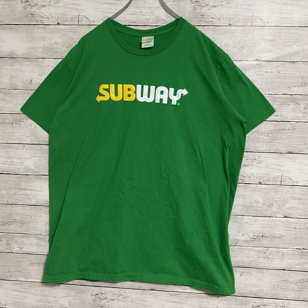 【入手困難】SUBWAY サブウェイ　Tシャツ　XLサイズ　センターロゴ　企業　会社　希少カラー　グリーン　緑　一点物 ゆったり　レア　半袖_画像3