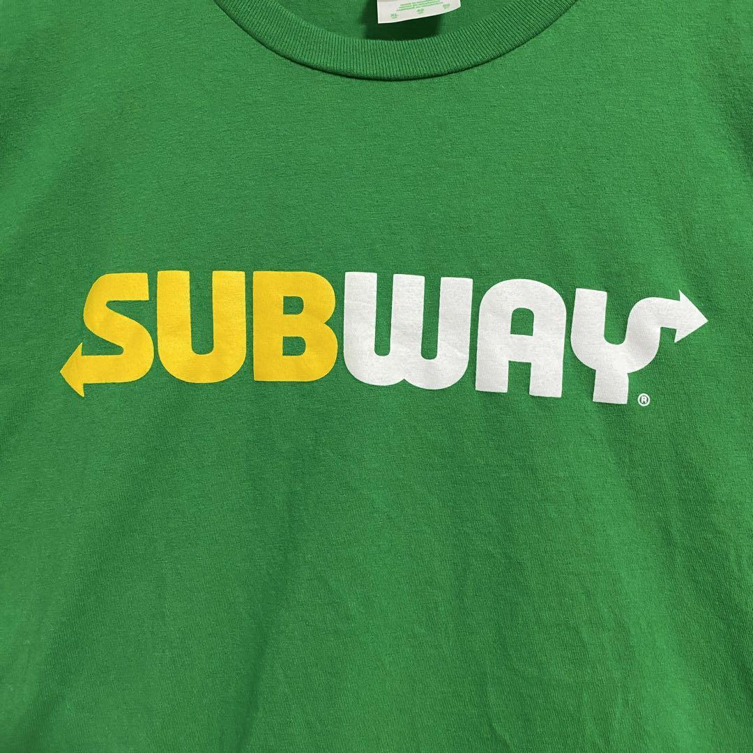 【入手困難】SUBWAY サブウェイ　Tシャツ　XLサイズ　センターロゴ　企業　会社　希少カラー　グリーン　緑　一点物 ゆったり　レア　半袖_画像5