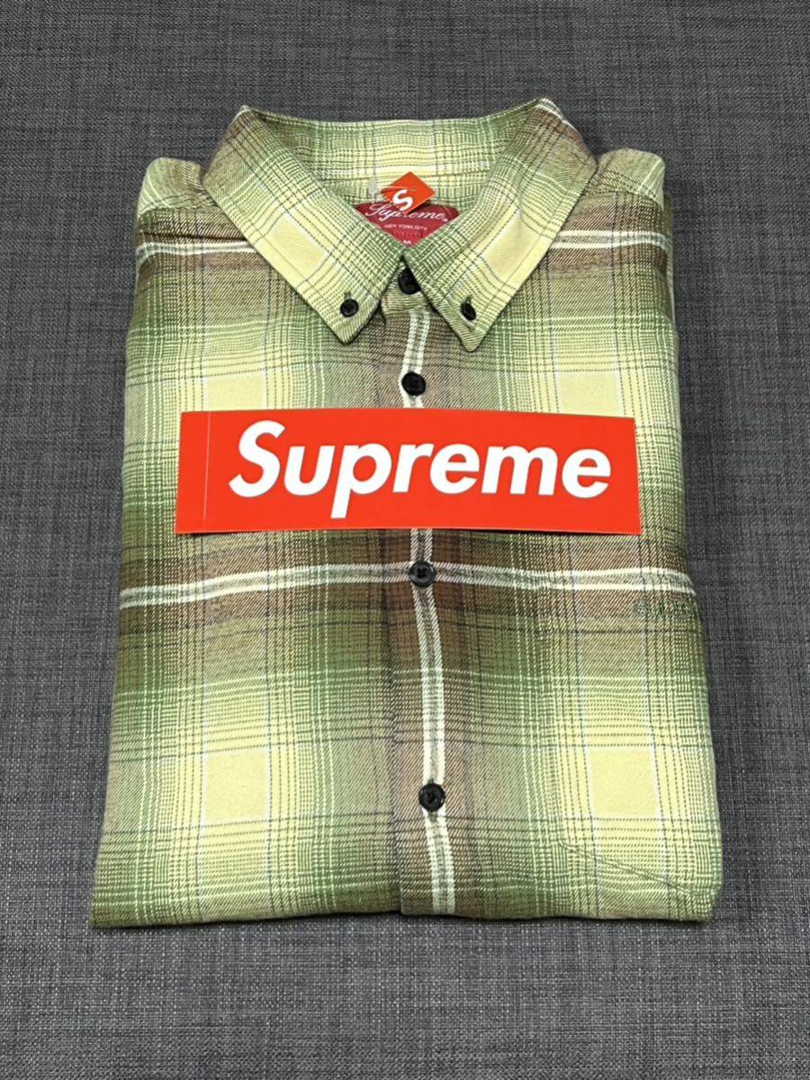 送料無料 M 緑 Supreme Shadow Plaid Flannel Shirt Green