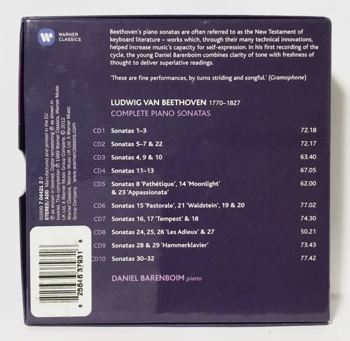ベートーヴェン　Beethoven: Complete Piano Sonatas L.V. Beethoven (作曲), 10CD 【廃盤】_画像2