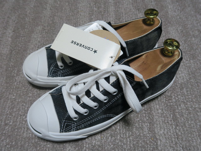 新品未使用★タグ付 CONVERSE JACK PURCELL BL-DM 黒 23.5cm コンバース ジャックパーセル ブリーチ加工デニム DENIM デニム _画像1