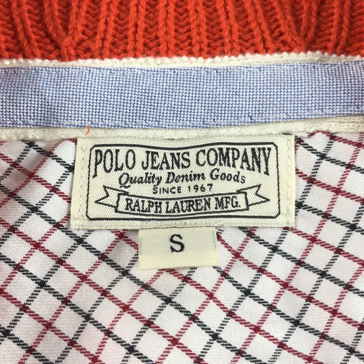 POLO JEANS CO. RALPH LAUREN ポロジーンズ ニットカーディガン S オレンジ_画像5