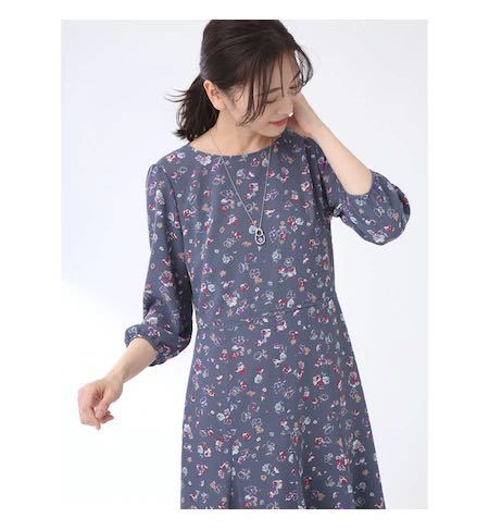 [ free shipping ] complete sale commodity! Reflect [...] flower print One-piece ( gray series )L*11 number 