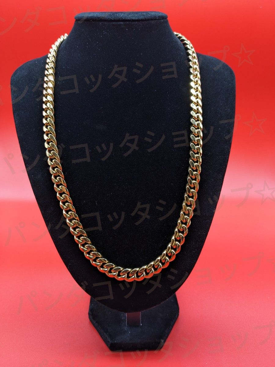 幅10mm 高品質ステンレス 喜平チェーン ネックレス 18kGP HIPHOP