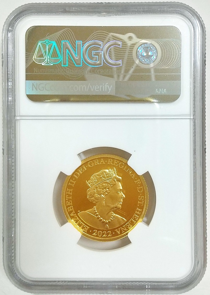 2022年 英国領 セントヘレナ モハール ライオン 1ポンド プルーフ 金貨 NGC PF70 ULTRA CAMEO First Releases イギリス 東インド社_画像4