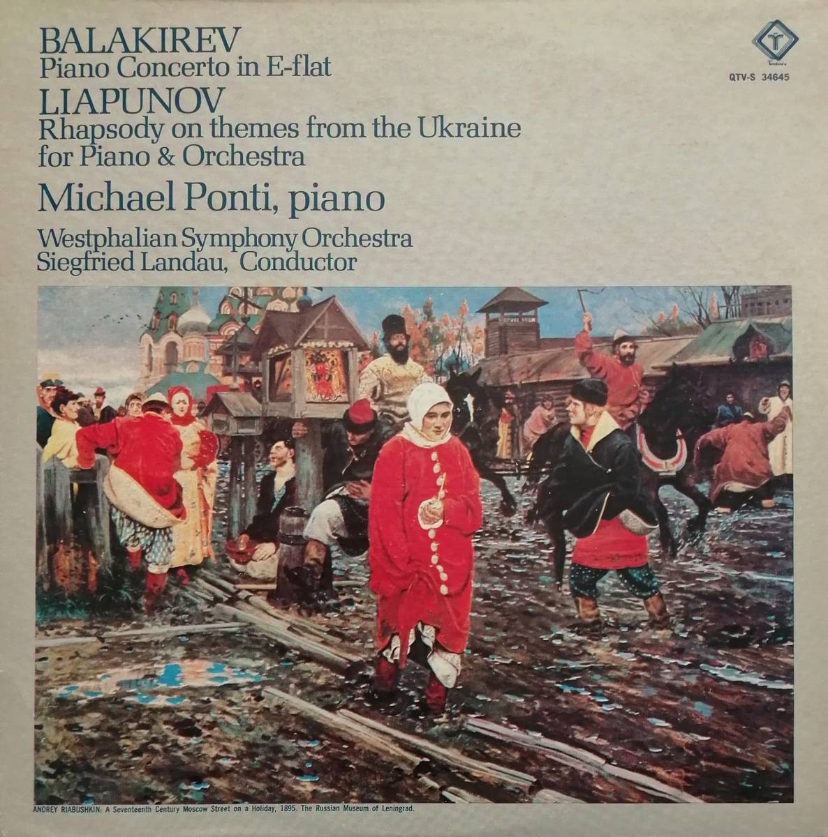 輸入LP盤 マイケル・ポンティ/ジークフリート・ランドウ/Westphalian Sym　Balakirev Piano協奏曲2番 & Liapunov 「ウクライナ」狂詩曲_画像1