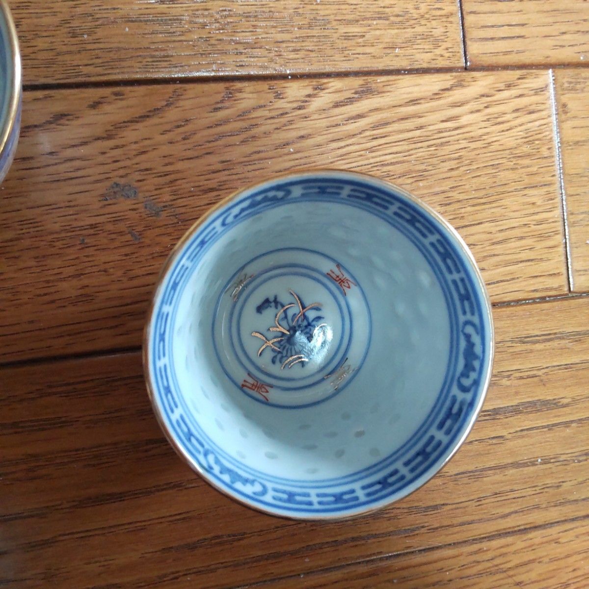 【未使用】中国景徳鎮 茶器セット 透ホタル菊金彩赤絵 急須、湯飲み お値下げしました