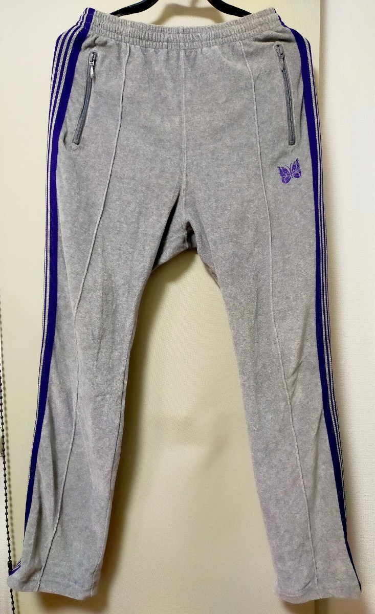 ニードルス トラックパンツ xs needles ベロア グレー パープル-