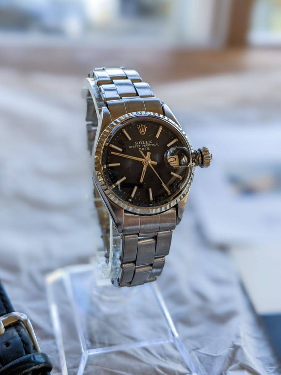 ROLEX ロレックスオイスターデイト 黒文字盤、自動巻、レディース 6517