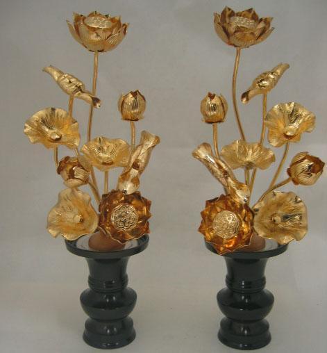 仏花　常花と花瓶のセット　6寸9本立て　一対セット　お仏壇の荘厳に　アルミ製