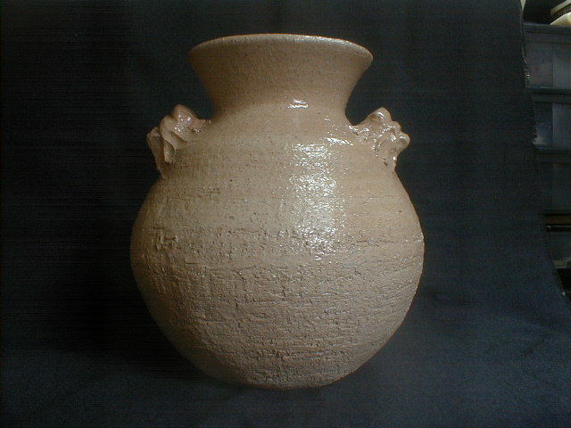 萩焼　重たい　大振り飾り壺　31x26cm　7.8kg　陶器製工芸置物