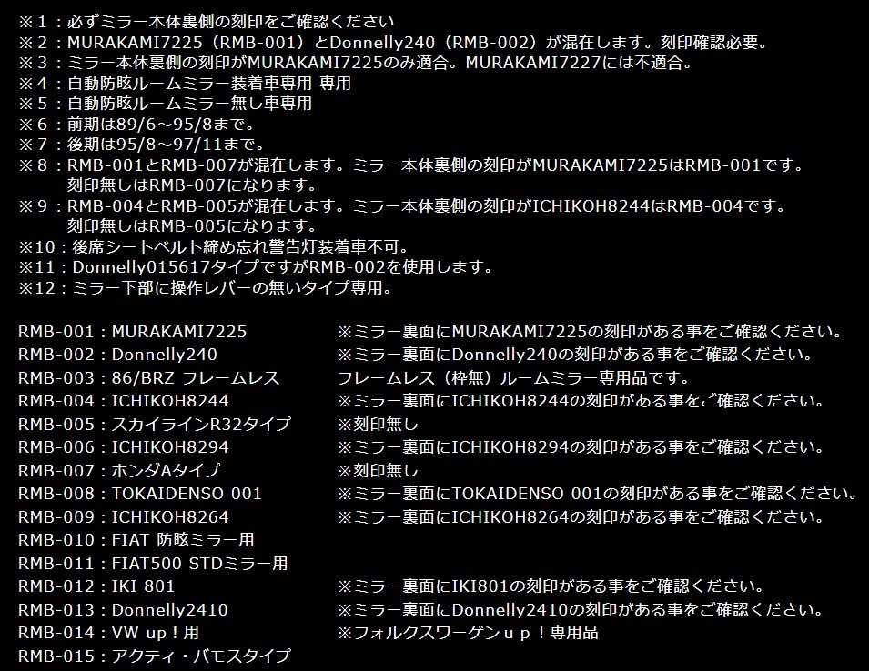 ルームミラー ブルーレンズ スバル サンバー S201 211J/ディアス S321 331B/ワゴン S321 331F(品番 RMB-008)送料込み_画像4