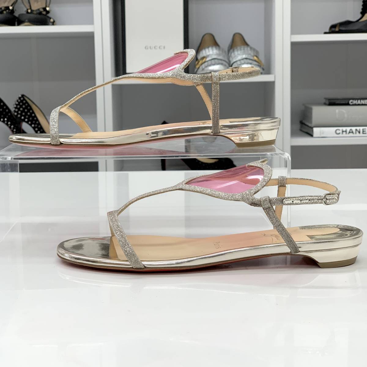 好評 Christian 35 ハートフラットサンダル Louboutin サンダル