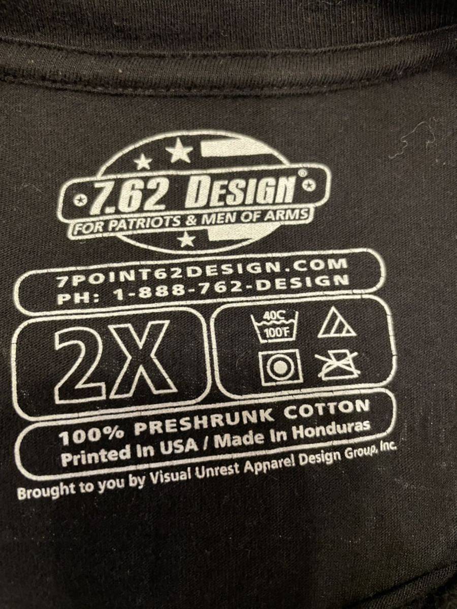 ★USA古着　ピストル　的　マシンガン　バックプリント　Tシャツ 黒　BLACK 7.62 2X 大きいサイズ
