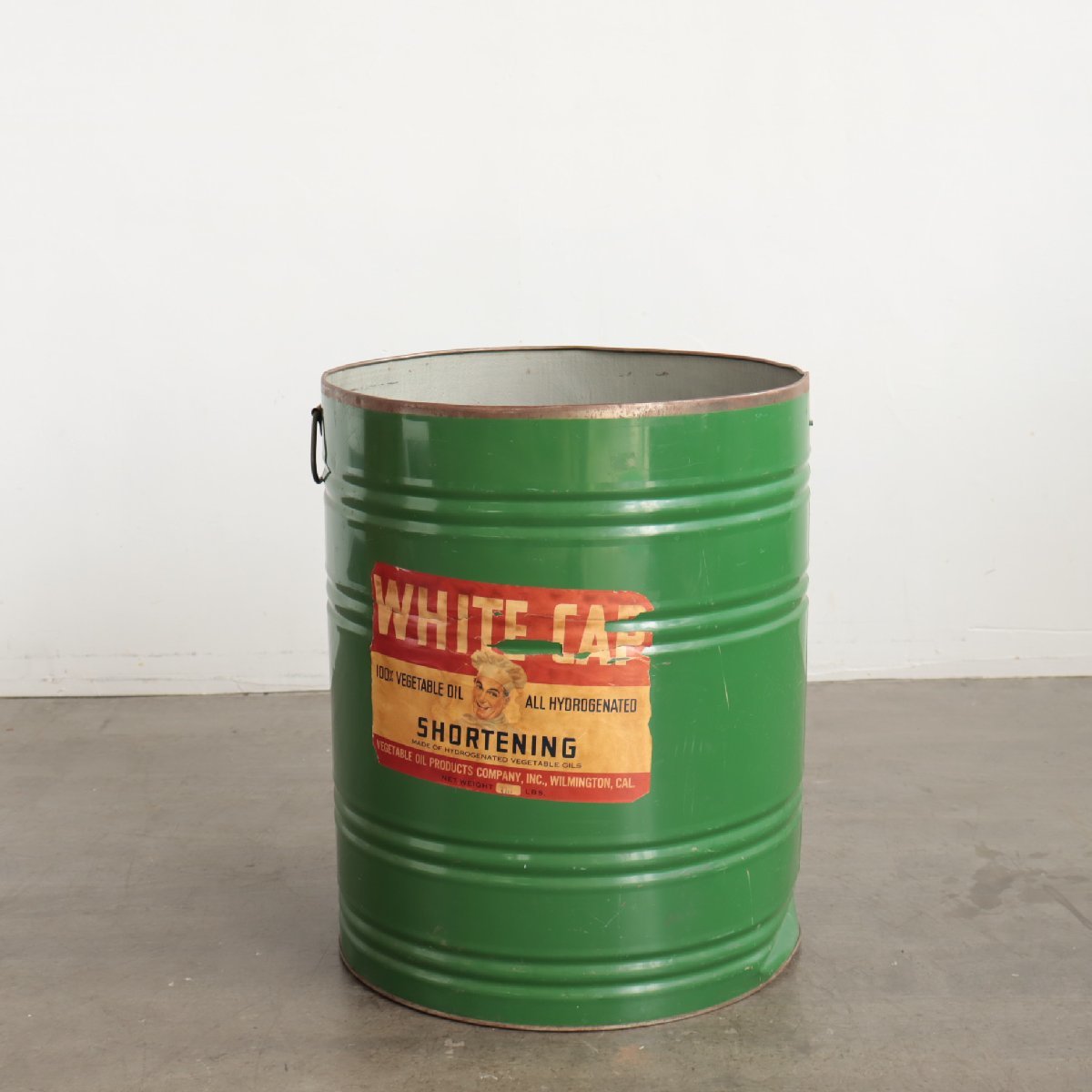#4911　アメリカ　ヴィンテージ 【WHITE CAP】ドラム缶　オイル缶　インダストリアル　ガレージ　店舗什器　ゴミ箱　ダストボックス
