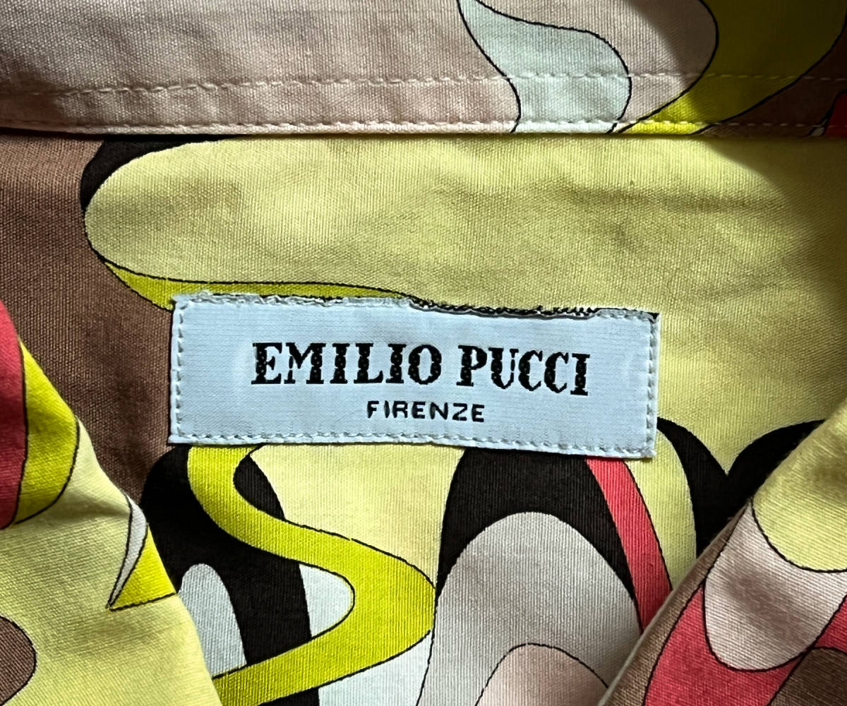 希少◆EMILIO PUCCI◆エミリオ プッチ◆総柄 長袖シャツ◆プリントシャツ◆極上 ヴィンテージ◆サイズM◆イタリア製_フィレンツェの直営店で購入