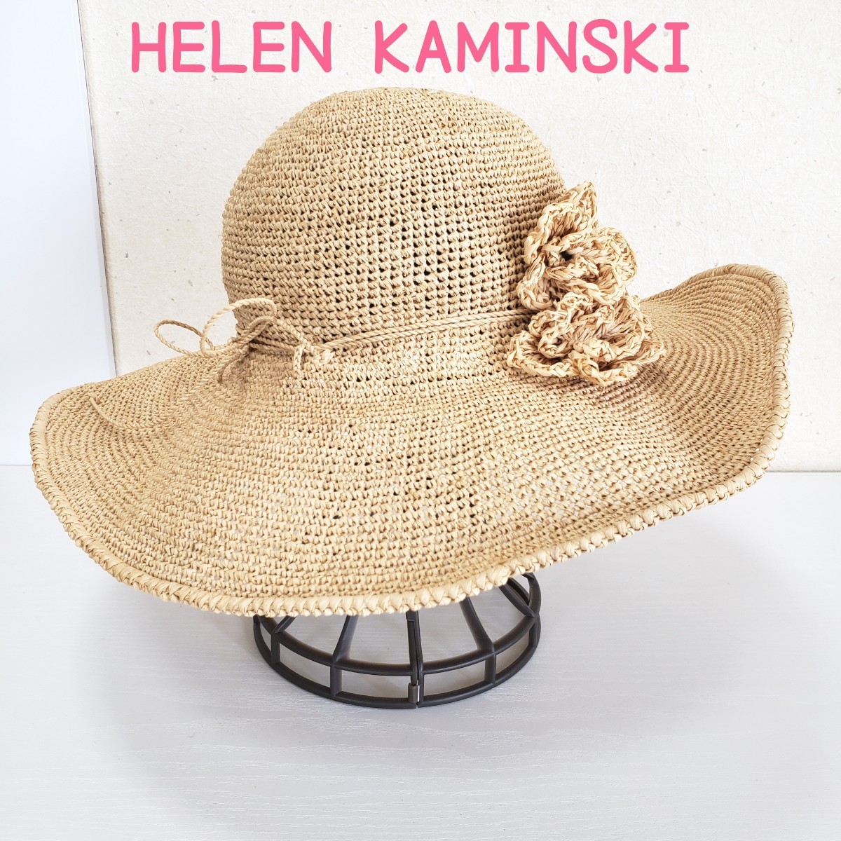 2022新発 麦わら帽子 お花刺繍デザイン 美品◇HELEN KAMINSKI ヘレン