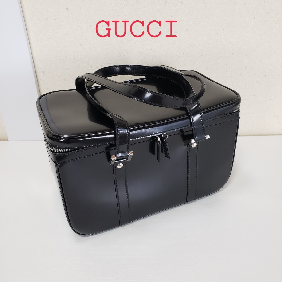 正規品◆GUCCI グッチ レザー メイクボックス メイクアップ コスメケース ヘアメーク バッグ バニティ イタリア製 黒 ブラック