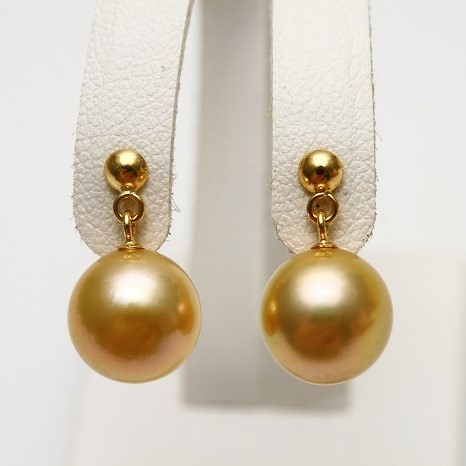 最安値 アコヤ真珠パールブラピアス　9.0-9.5mm　ゴールドカラー　K18製 真珠