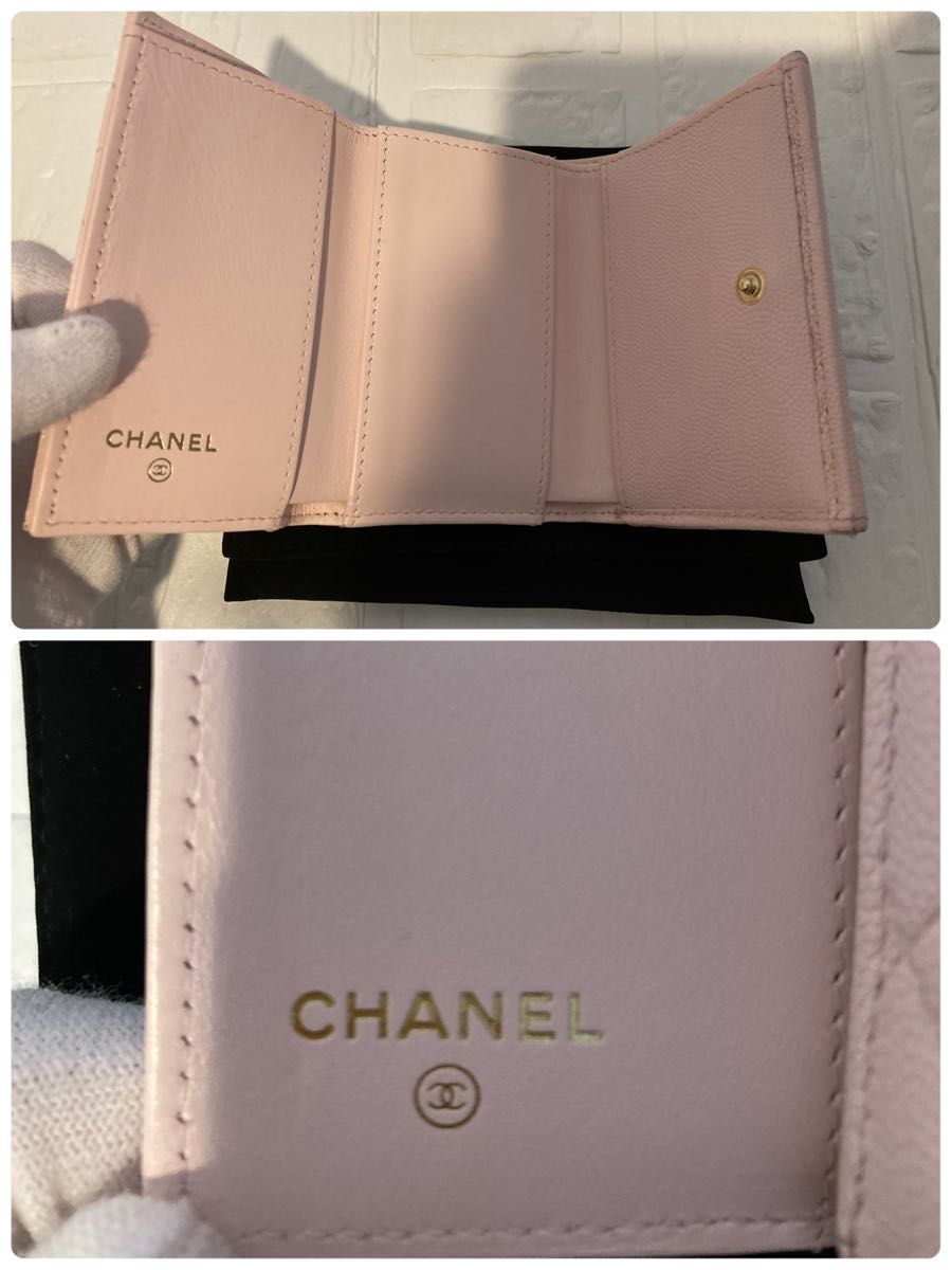 CHANEL シャネル 3つ折り財布 キャビアスキン 23番台 コンパクト