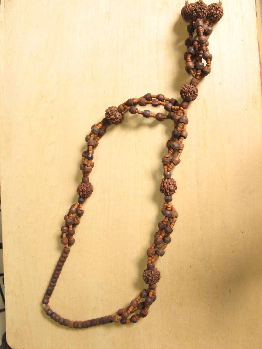 菩提樹の実と木製ビーズネックレス　ルドラクシャ　長さ約58cm　ヴィンテージ　 (s338)_画像10