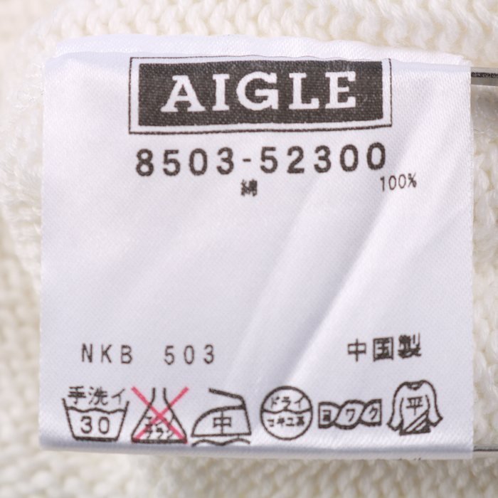 エーグル ニットベスト セーター Vネック 無地 トップス コットン100% メンズ Lサイズ ホワイト AIGLE_画像9