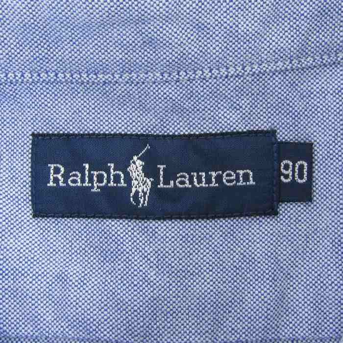 ラルフローレン 長袖オックスフォードシャツ ボタンダウン 胸元ロゴ　無地 トップス ベビー 男の子用 90サイズ ブルー RALPH LAUREN_画像3