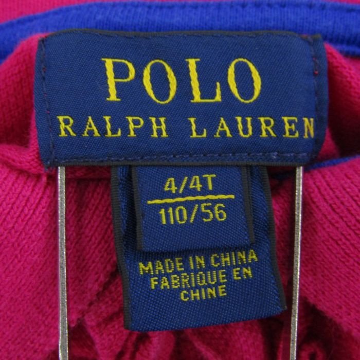 ポロ・ラルフローレン 半袖ポロシャツ ポロマーク フリル パフスリーブ トップス キッズ 女の子用 110サイズ ピンク POLO RALPH LAUREN_画像3
