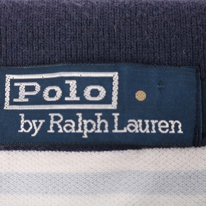 ポロバイラルフローレン 半袖ポロシャツ ボーダー ポニーロゴ 胸ポケット トップス メンズ Lサイズ ネイビー Polo by Ralph Lauren_画像2