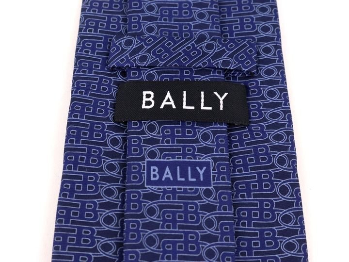 バリー ブランドネクタイ 総柄 シルク イタリア生地 メンズ ネイビー BALLY_画像3