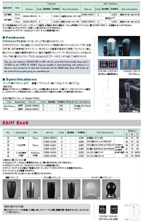 NISMO Soft Urethane GTシフトノブ 6/5MT車用10mm /32865-RN019-10_画像2