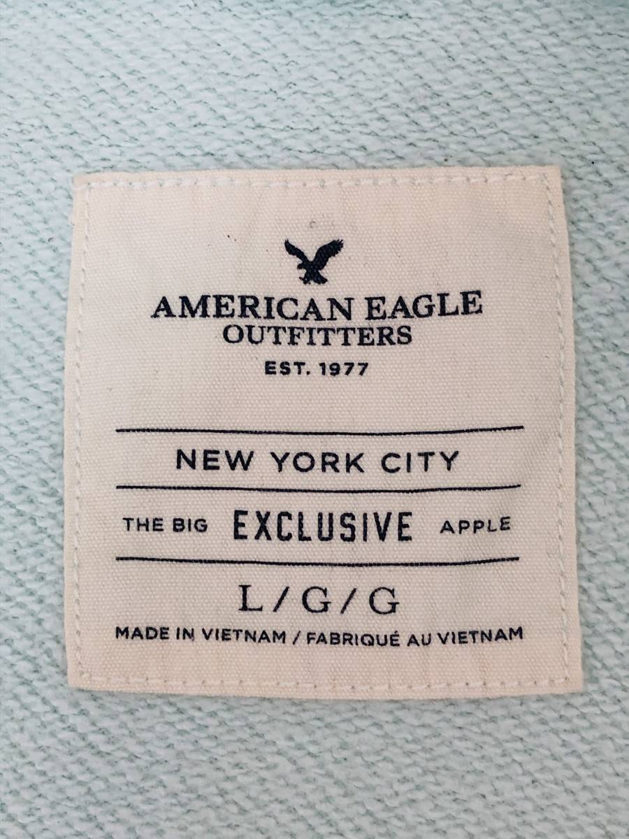 z717 AMERICAN EAGLE アメリカンイーグル フルジップパーカー 刺しゅう プリント パイル L(US) ミントグリーン レディース 万能 古着 USED_画像7