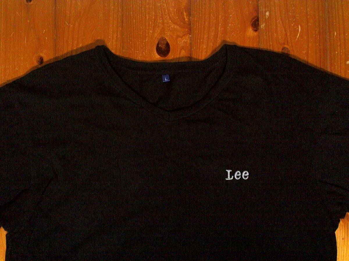 ☆リー☆Lee☆胸ロゴ刺繍 Vネック 半袖Tシャツ コットンTシャツ L　黒　ブラック_画像2