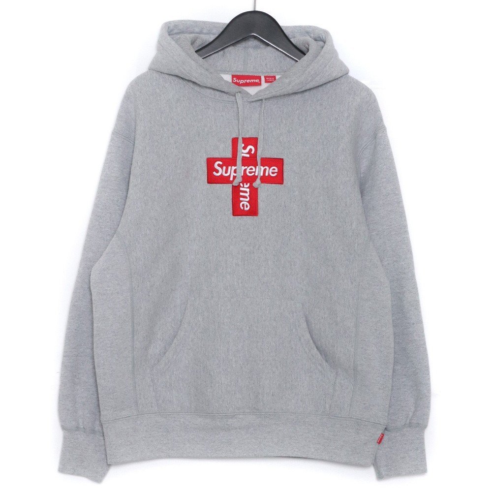 SUPREME 20AW CROSS BOX LOGO HOODED SWEATSHIRT Sサイズ グレー