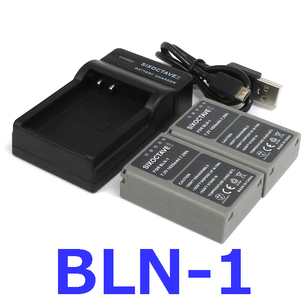 BLN-1 OLYMPUS 互換バッテリー2個と充電器（USB充電式） BCN-1 純正品