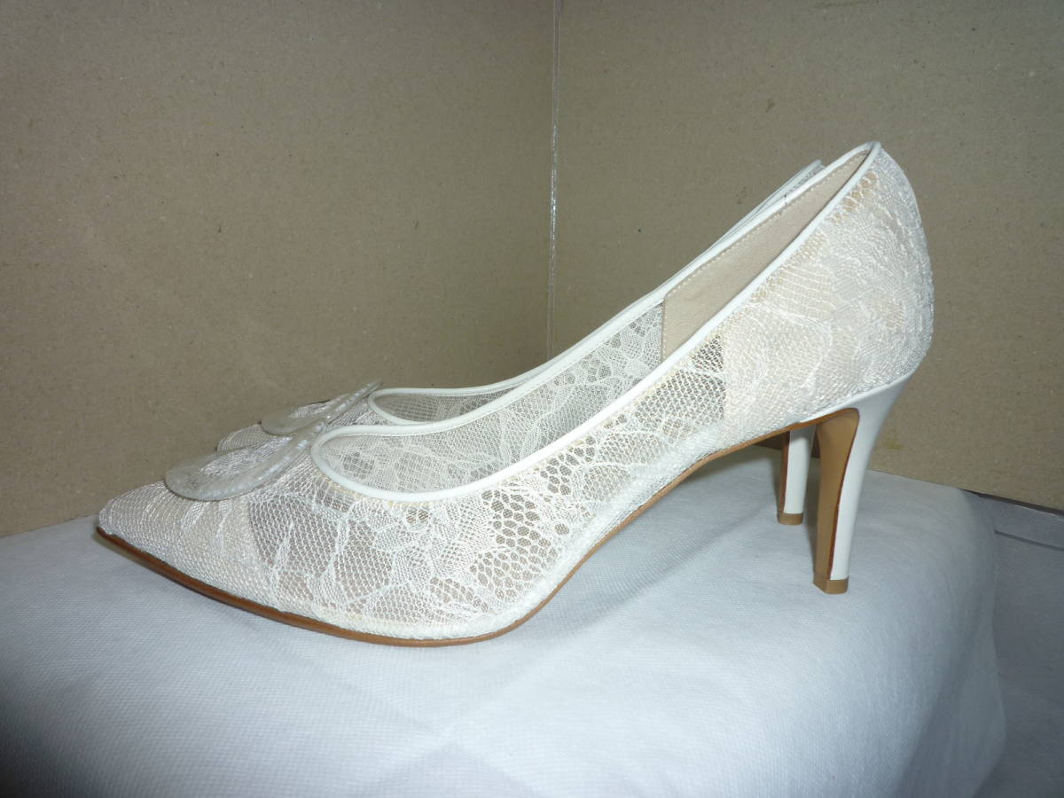 * super-beauty goods! Diana. . decoration po Inte dotu race pumps white 25.5cm*G17118