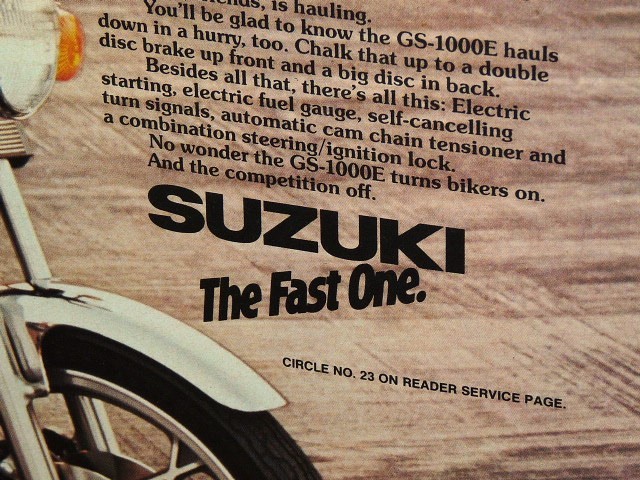 1978年 USA 70s 洋書雑誌広告 額装品 Suzuki GS1000E スズキ GS1000 (A3size) / 検索用 店舗 看板 ガレージ ディスプレイ 装飾 サインの画像4