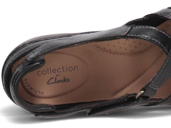 Clarks クラークス 26.5cm ブラック フラット 軽量 サンダル レザー パンプス フラット ローファー モカシン スリッポン ブーツ at1_画像9