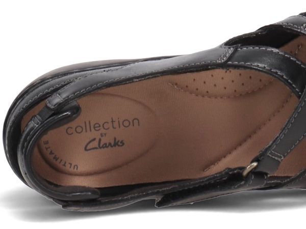 Clarks Clarks 27.5cm black Flat light weight sandals leather pumps Flat Loafer moccasin slip-on shoes boots at1