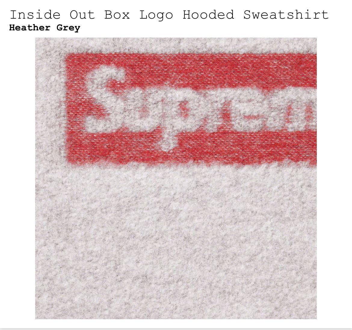 新品 Supreme Inside Out Box Logo Hooded Sweatshirt Heather Grey