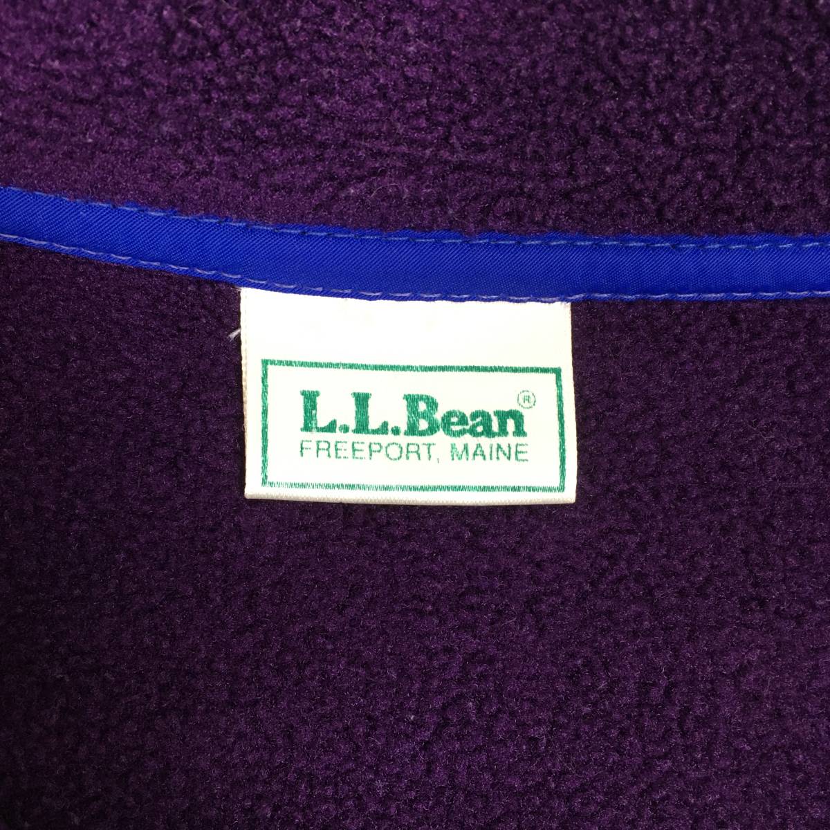 【80s】L.L.Bean エルエルビーン フリースジャケット ハーフスナップボタン 刺繍ロゴ 米国製 Sサイズ パープル/グリーン アウター_画像5